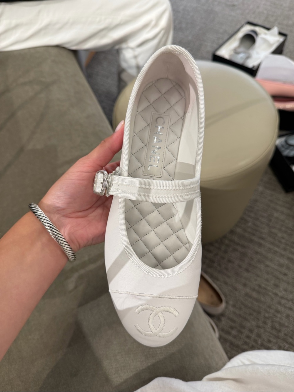 Chanel white leather Mary Jane🤍